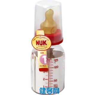 NUK高强度PC清色奶瓶(带1号仿真通气奶嘴)125ML