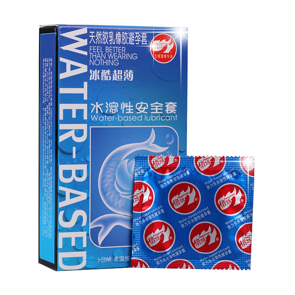 倍力乐 水溶性安全套 天然胶乳橡胶避孕套 冰酷超薄(蓝色)