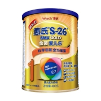 惠氏S-26金装爱儿乐婴儿配方奶粉1段400g罐装（0-12个月）