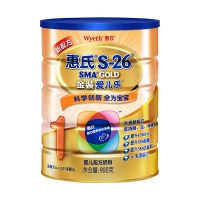 惠氏S-26金装爱儿乐婴儿配方奶粉1段900克罐装(0-12)
