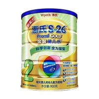 惠氏S-26金装健儿乐较大婴儿和幼儿配方奶粉2段900g罐装(6-12个月)