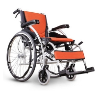 康扬(KARMA)航太铝合金折叠免充气手动轻便老人轮椅KM-1502F24 橘