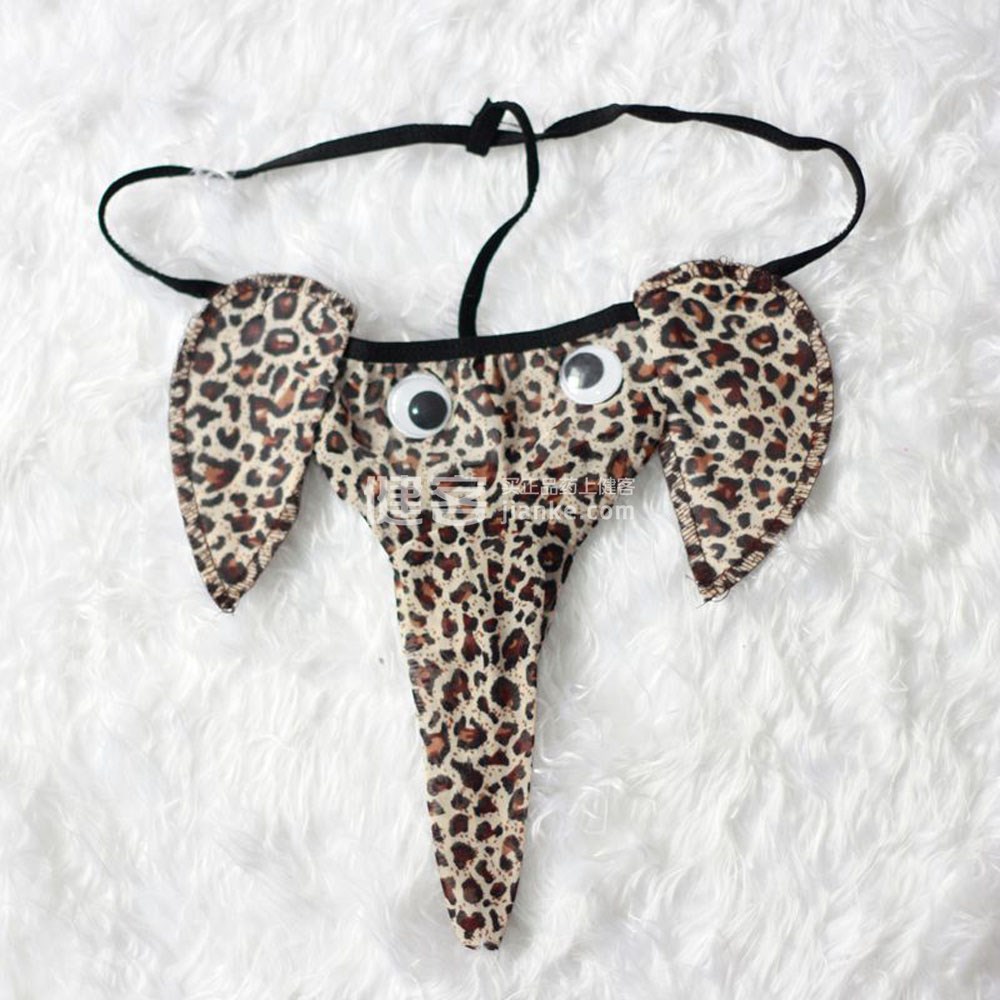 蝶然 另类大象鼻子豹纹 男士性感情趣丁字裤(2900 豹纹)