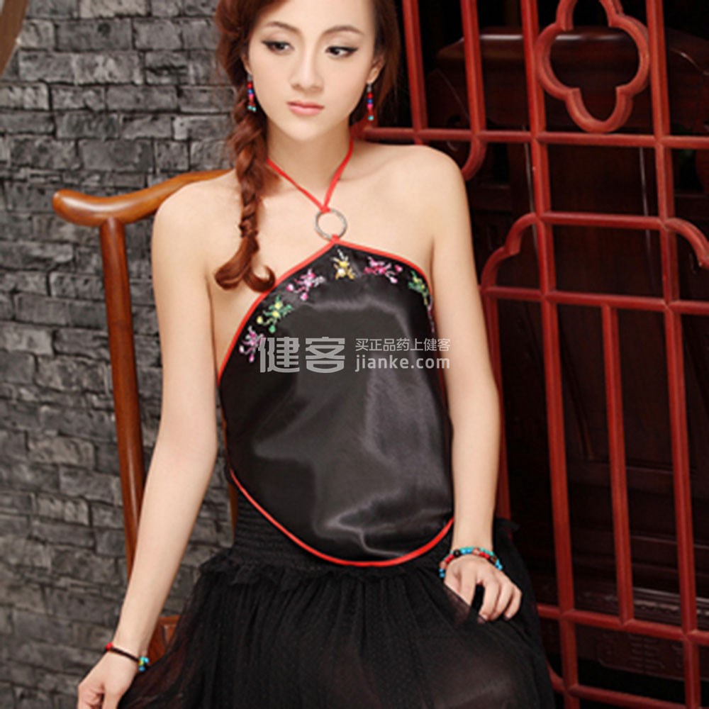 倚嘉 情趣内衣 环形梅花款刺绣肚兜(黑色)