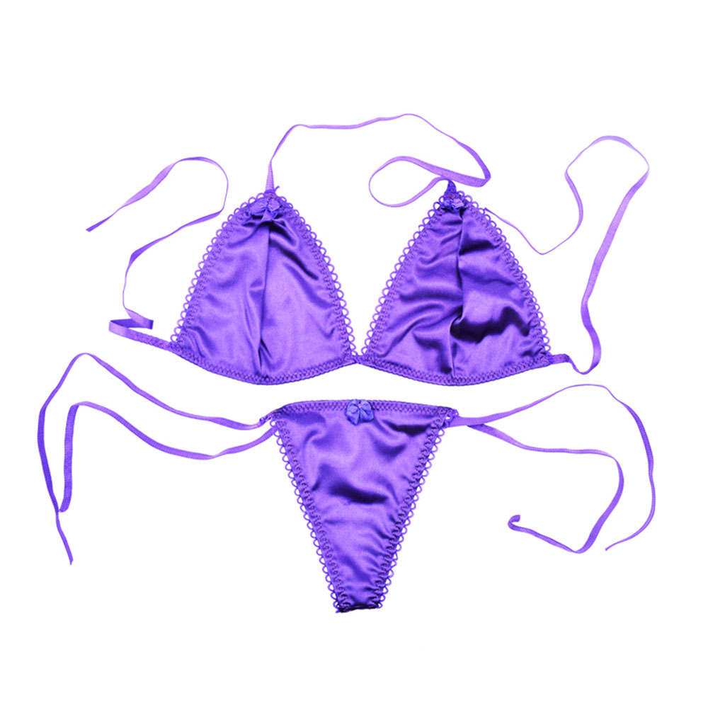 曼妙诱惑透视三点式激情比基尼套装紫色m码