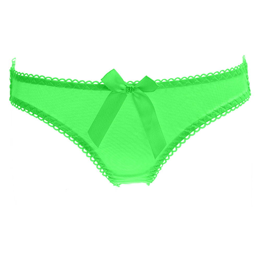 斓诗(lanshi) 蕾丝性感 蝴蝶结诱惑露臀女士内裤2074(荧光绿xl码)